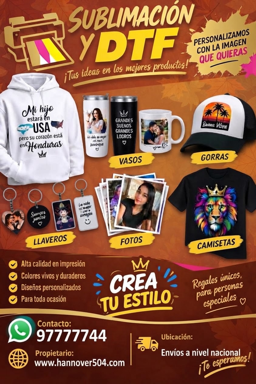 Sublimación y DTF — Creá tu estilo | Hannover Marketing Honduras