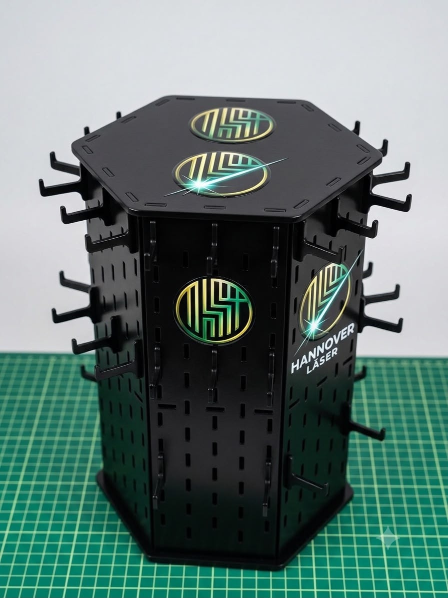 Dispositivo tecnológico iluminado con grabado Hannover Laser — producto terminado